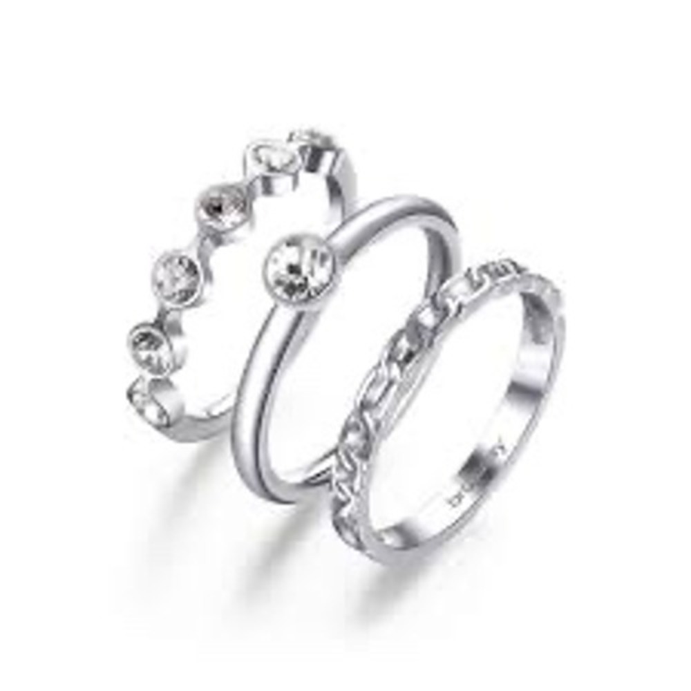 Brosway Symphonia ring stack of 3 silver sainless steel‎ new women's size 9